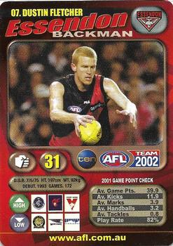 2002 Team Zone AFL Team #7 Dustin Fletcher Front